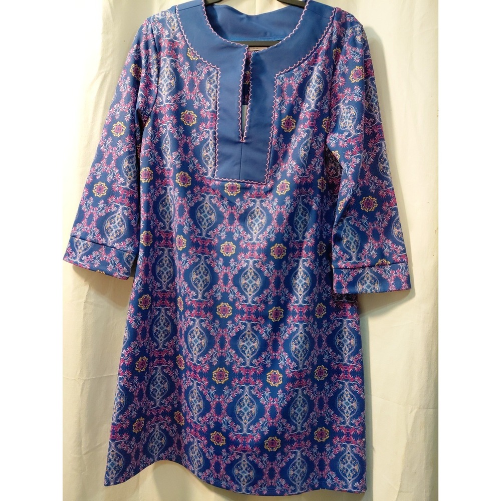 Cabana Life Women's Beach Dress Sz S Purple 3/4 Sleeve Floral Cottagecore Boho